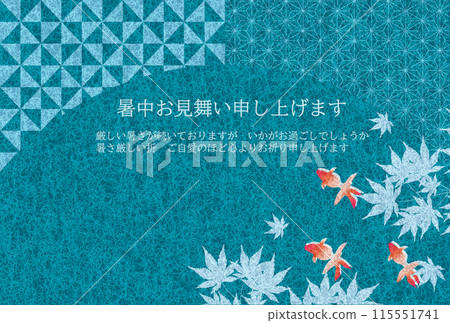 Goldfish maple Japanese pattern background 115551741