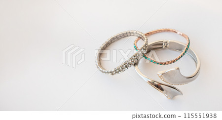 A set of women's metal stylish bracelets, fashion accessories, a copy of the space on the left A set of women's metal stylish bracelets, fashion accessories, a copy of the space on the left 115551938