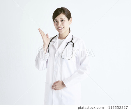 Female doctor on white background 115552227