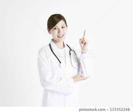 Female doctor on white background 115552248