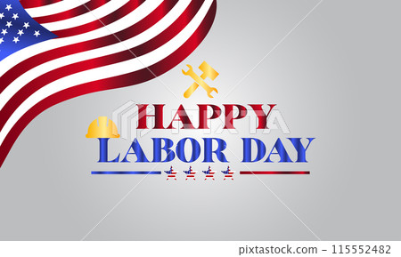 Grey gradient background Happy Labour day stylish text with usa flag design Grey gradient background Happy Labour day stylish text with usa flag design 115552482