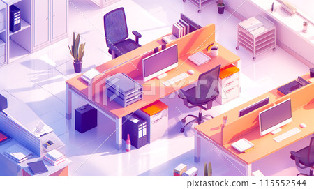 Businessmen and businesswomen working in office design illustration in isometric style 115552544