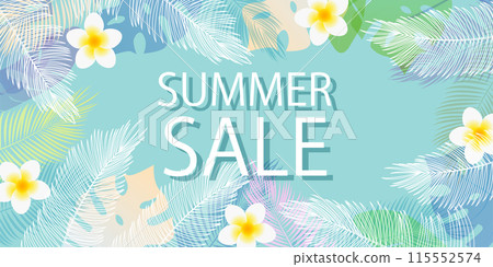 Summer greetings, flowers, summer sale, background 115552574