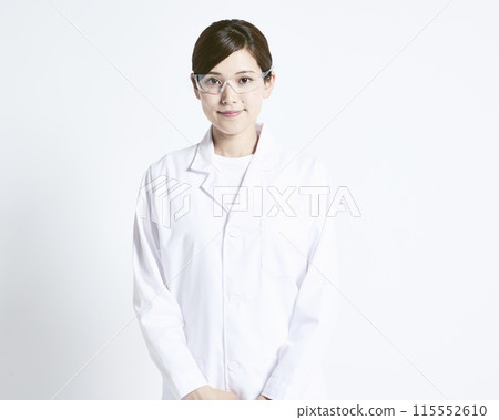 Female researcher on white background 115552610