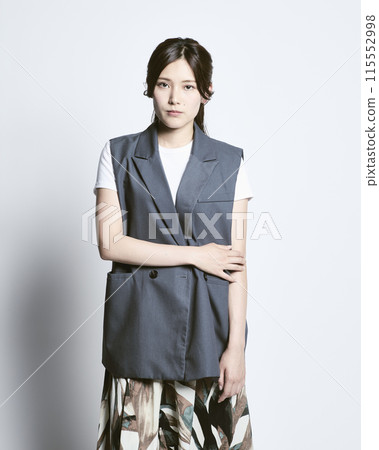 Stylish woman on white background Stylish woman on white background 115552998