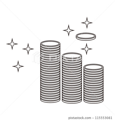 堆疊發光硬幣的插圖 115553081