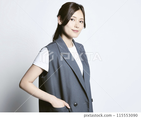 Stylish woman on white background Stylish woman on white background 115553090