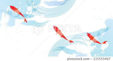 Goldfish Japanese pattern Summer greetings Summer background 115553407