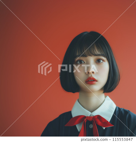 A female student who looks good with bob hair 115553847