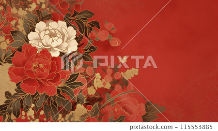 日式背景素材牡丹花日本紙 日式背景素材牡丹花日本紙 115553885