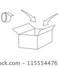用膠帶和紙板包裝的插圖 115554476