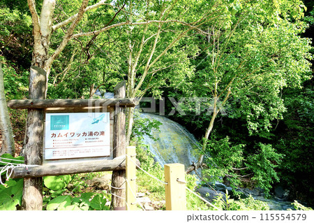 Kamuiwakka Waterfall in Shiretoko, Hokkaido in summer Kamuiwakka Waterfall in Shiretoko, Hokkaido in summer 115554579