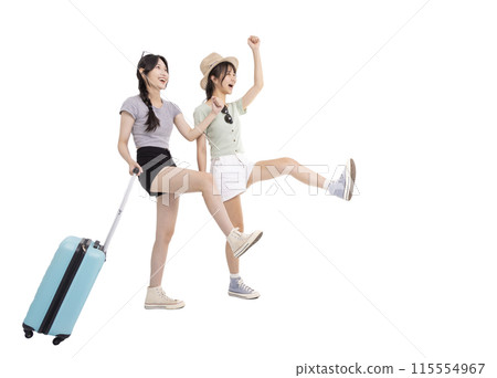 Two teenager girls friends in eyeglasses having fun, laughing, Vacation, travel Two teenager girls friends in eyeglasses having fun, laughing, Vacation, travel 115554967