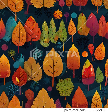 Tile autumn pattern or seamless colorful yellow, brown and orange leaf background for fall Tile autumn pattern or seamless colorful yellow, brown and orange leaf background for fall 115555933