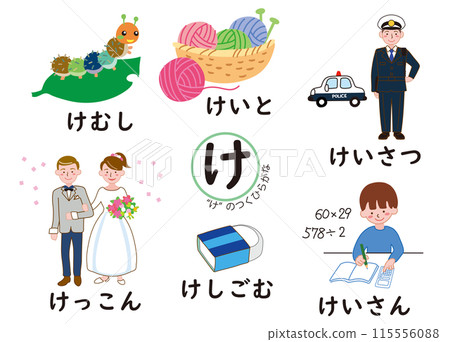 日語平假名系列 有「ke」的平假名 115556088