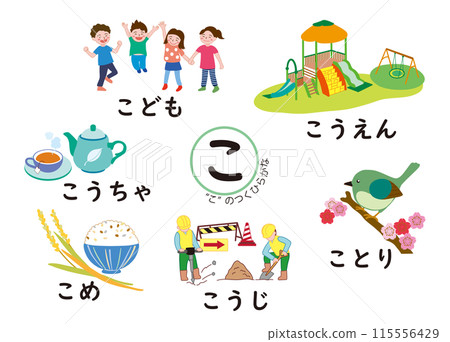 日語平假名系列 有「ko」的平假名 日語平假名系列 有「ko」的平假名 115556429