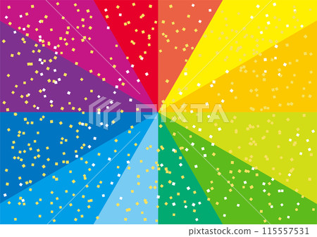 Rainbow colored radial colorful background material with confetti Rainbow colored radial colorful background material with confetti 115557531