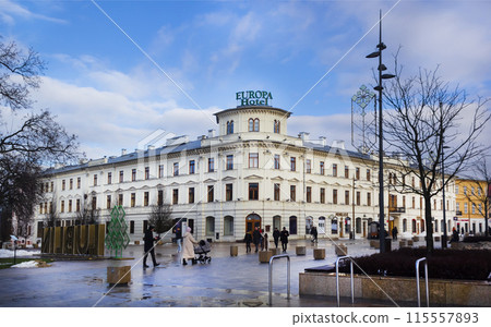 Lublin, Poland - December 25, 2022. Grand Hotel Europe hotel in Lublin, Poland. Lublin, Poland - December 25, 2022. Grand Hotel Europe hotel in Lublin, Poland. 115557893