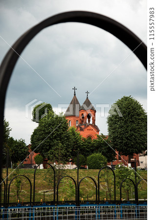 Cross on Top of a Church , Vertical Shot 115557983