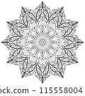 vector lacy mandala pattern in black and white tones 115558004