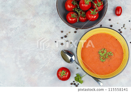 Vegetable tomato soup. Vegetable tomato soup. 115558141