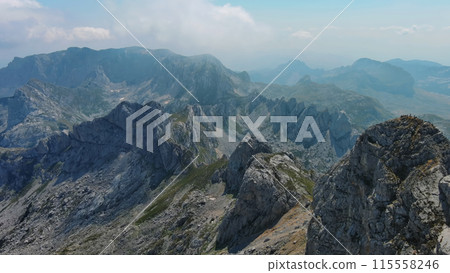 Aerial of mountains in park Durmitor, Montenegro 115558246