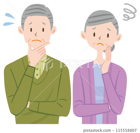 Retirement money worries senior couple 115558807