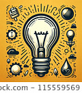 點亮的燈泡的插圖 115559569