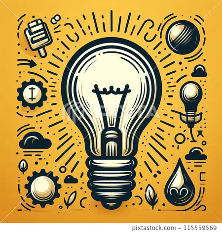 點亮的燈泡的插圖 115559569