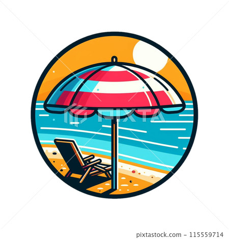 條紋遮陽傘的插圖 115559714