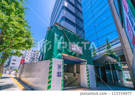 Tokyo cityscape in Japan in June. View of Tokyu Corporation's Komazawadaigaku Station, Komazawa Park Exit, etc. The East Exit is in the far left of the screen. 115559977