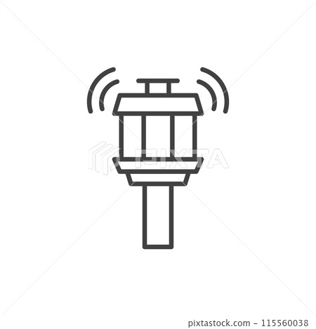 Flight control tower icon in flat style. Navigation monitor vector illustration on isolated background. Airport building sign business concept. 115560038