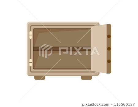 Metal bank safe icon in flat style. Money vault vector illustration on isolated background. Storage sign business concept. 115560157