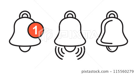 Notification bells icons set in flat style. Incoming inbox message vector illustration on isolated background. Ringing bell sign business concept. Notification bells icons set in flat style. Incoming inbox message vector illustration on isolated background. Ringing bell sign business concept. 115560279