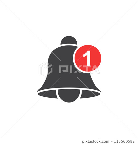 Notification bell icon in flat style. Incoming inbox message vector illustration on isolated background. Ringing bell sign business concept. 115560592