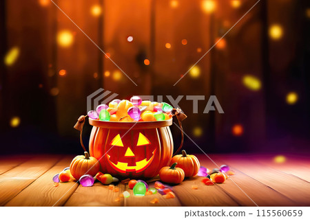Cheery Halloween Accent: Smiling Jack-o-Lantern - Generative AI 115560659