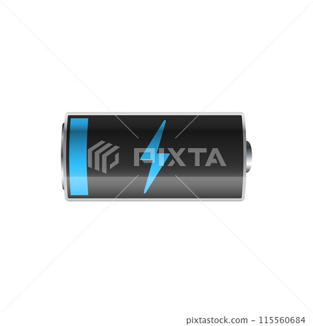 Alkaline battery icon in flat style. Accumulator vector illustration on isolated background. Accumulator recharge sign business concept. 115560684