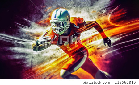 American Football Action: Player Showcasing Skills - Generative AI 115560819