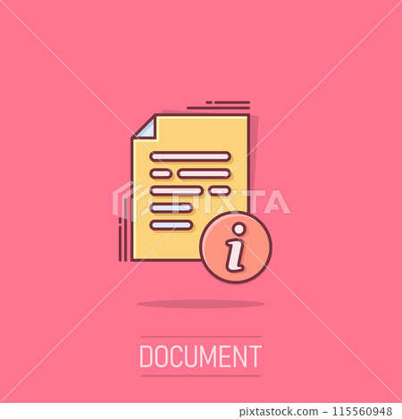 Instruction document icon in comic style. Manual cartoon vector illustration on isolated background. Paper sheet splash effect sign business concept. Instruction document icon in comic style. Manual cartoon vector illustration on isolated background. Paper sheet splash effect sign business concept. 115560948