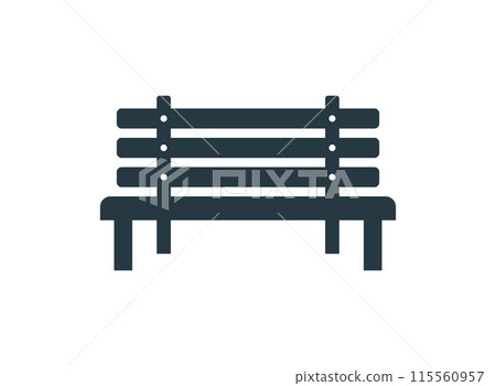 Bench icon in flat style. Comfortable rest vector illustration on isolated background. Park chair sign business concept. Bench icon in flat style. Comfortable rest vector illustration on isolated background. Park chair sign business concept. 115560957