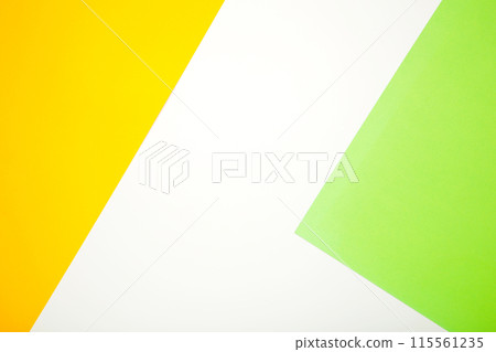 Color papers flat composition background with yellow, white and green color 115561235