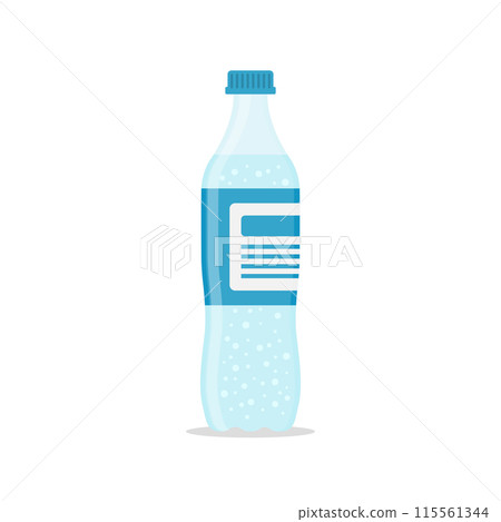 Pure water drink icon in flat style. Plastic bottle and drinking glass vector illustration on isolated background. Water beverage sign business concept. Pure water drink icon in flat style. Plastic bottle and drinking glass vector illustration on isolated background. Water beverage sign business concept. 115561344