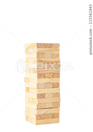 Blocks of wood isolated on white background. Tower Blocks of wood isolated on white background. Tower 115561943