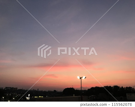 夕陽下的路燈漂浮 115562078