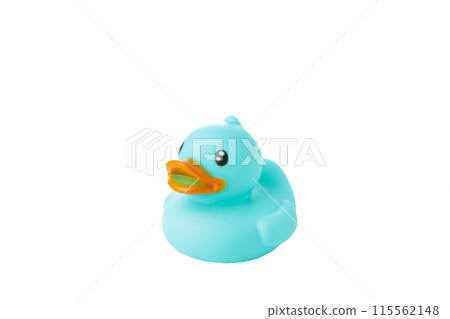 Blue rubber duck isolated on white background Blue rubber duck isolated on white background 115562148