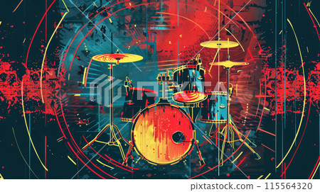 Art illustration of Drums on a dark background. Art illustration of Drums on a dark background. 115564320