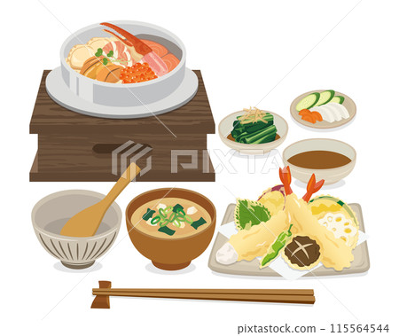 Meal_Kamameshi_Seafood Kamameshi set meal (white background) Meal_Kamameshi_Seafood Kamameshi set meal (white background) 115564544
