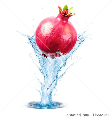 Pomegranate with juice splash isolated on a transparent background 115565058