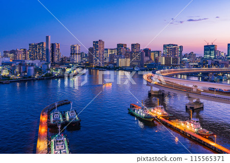 （東京）從彩虹橋/南長廊眺望芝浦 115565371