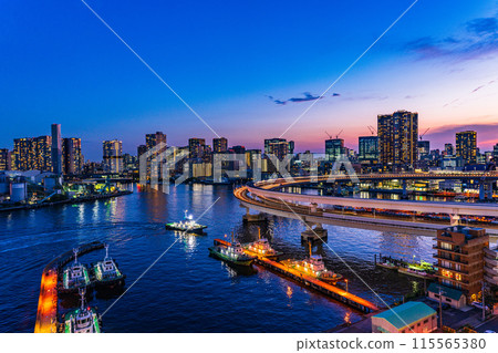 （東京）從彩虹橋/南長廊眺望芝浦 115565380